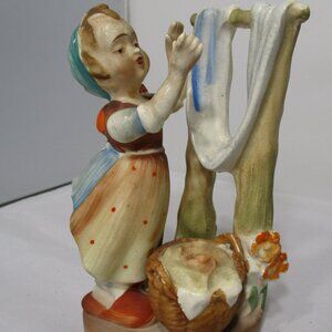 Vintage "Wash Day" Made in Occupied Japan Ceramic Porcelain Figure Figurine
